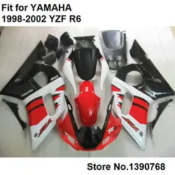 Free custom fairing kit for Yamaha red black white YZF R6 98 99 00 01 02 motorcycle fairings set YZFR6 1998-2001 2002 LV69