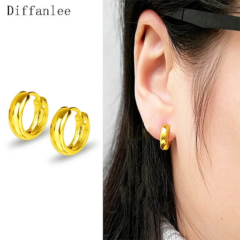 Round Smooth Huggies Hoop Earrings Gold Color Simple Style Ears Circle Charm Classic Earrings fashion For Women men jewelry