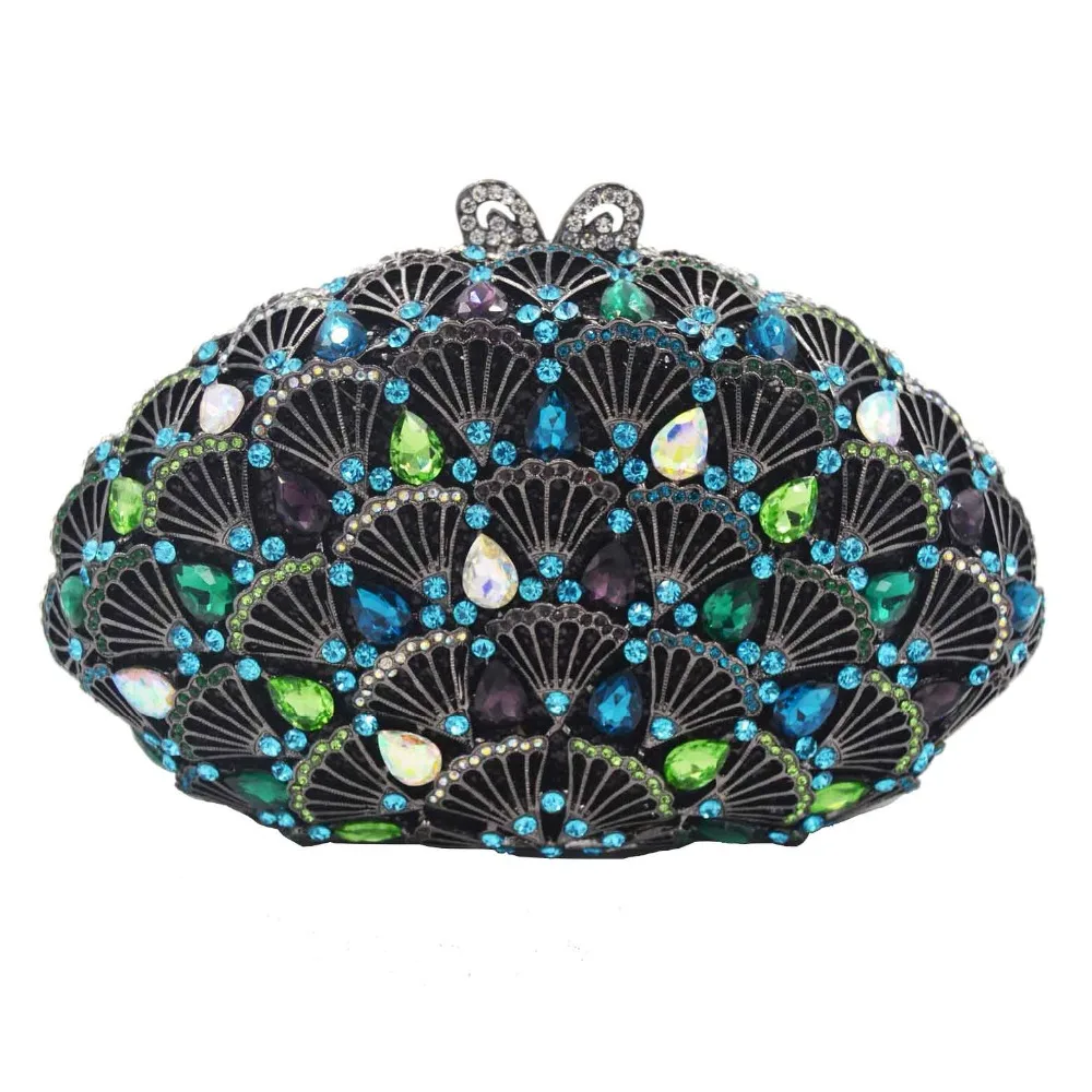 Luxury Handbags for Women's Peacock Blue Evening Bags Green Wedding Day Clutches Bridal Purse SC907