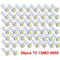 50 sztuk/partia zimny biały T5 1SMD LED żarówka wedge Gauge klastra światełko Instrument Panel 12V