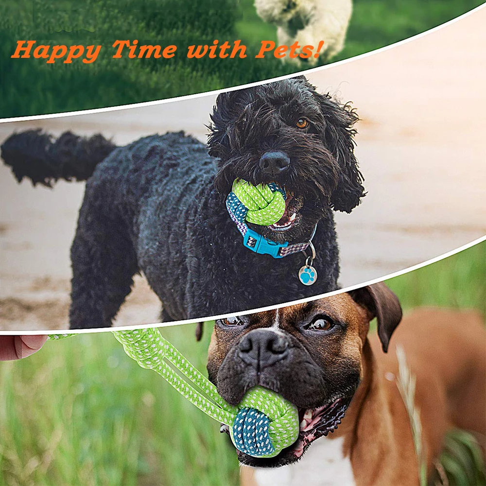 Dog Toy Rope Ball Toy for Small Medium Dogs Outdoor Training Toy for Dogs Teeth Cleaning Tug Toy Interactive Knot Rope TY0078