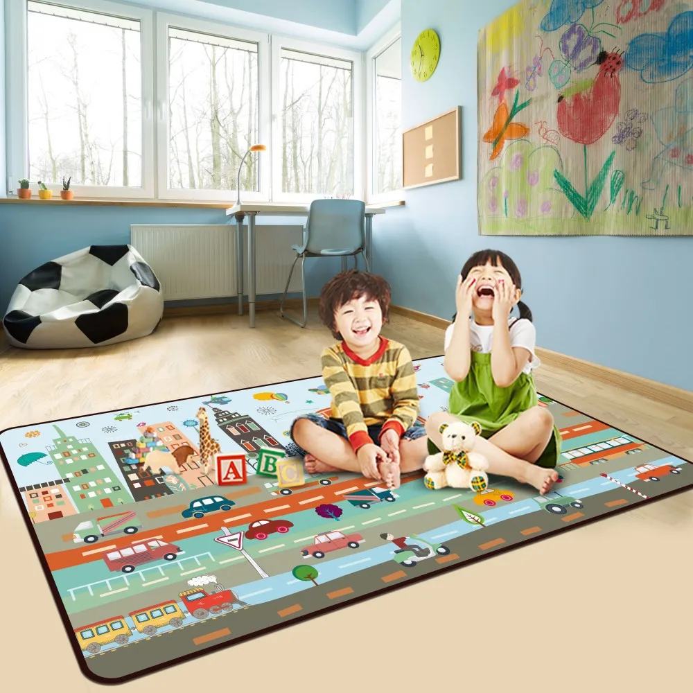 

New Nordic Style Child Cartoon Carpets for Living room baby Bedroom Play Crawl Mat Kids Room Area Rugs Road Infant Adventure Rug