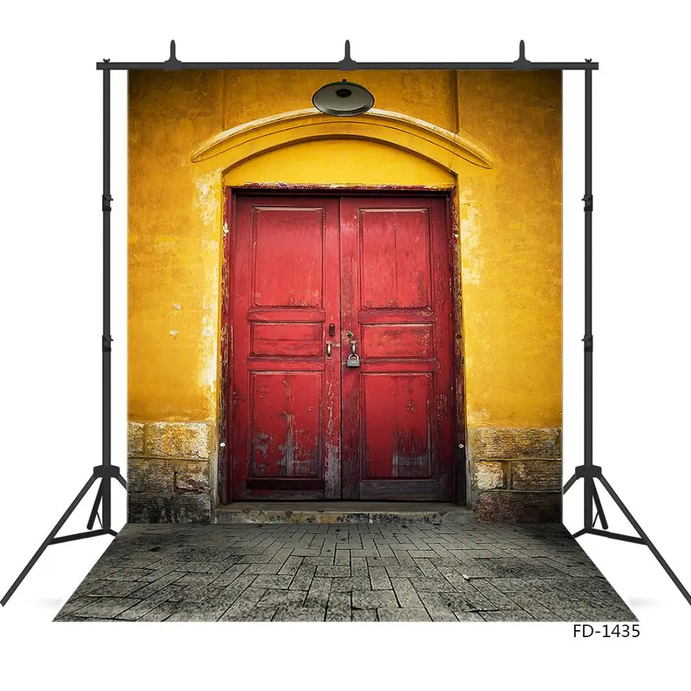 Photo Studio Photographic Background Retro Red Door Wall Fabric Vinyl Photo Backdrops for sale Photography Baby Child Photocall