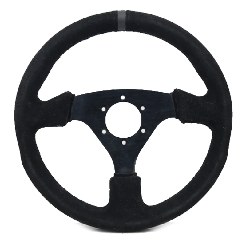 13Inch (330mm) Racing Steering Wheel leather black Sutures Steering Wheel Flat Racing Steering Come with horn button
