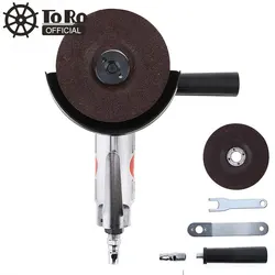 TORO 4 Inch Pneumatic Angle Grinder 90 Degree Air Sander Polisher Polishing Cutting Machine with Disc Tool Kit and PVC Handle