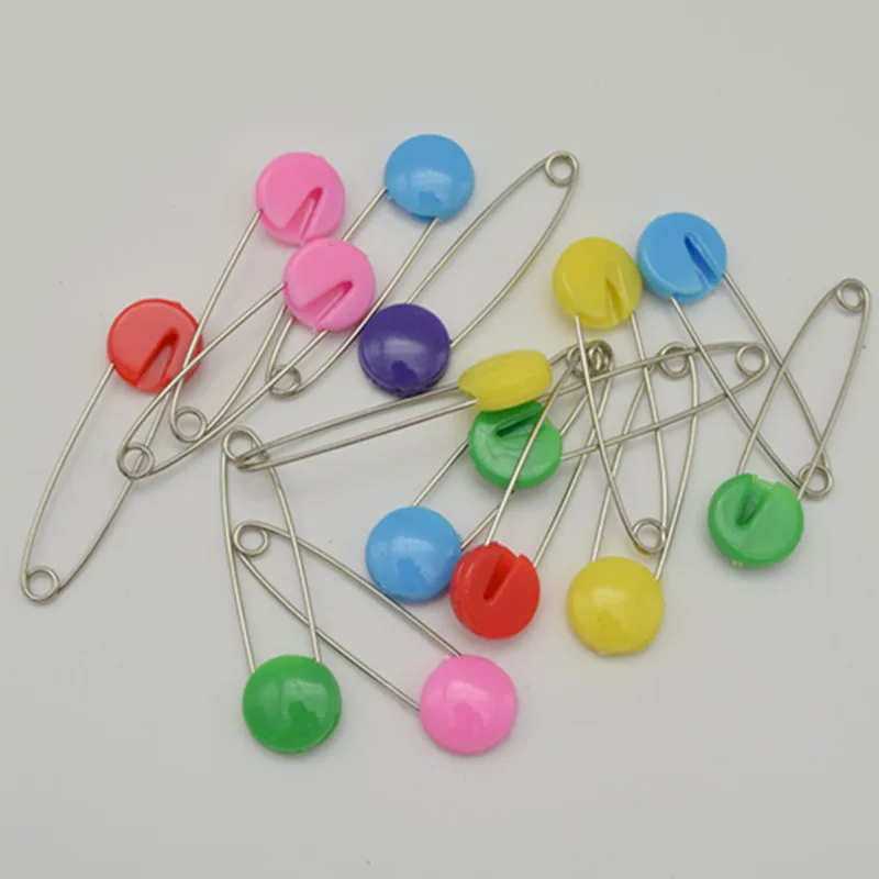 200pcs  2'' length  Baby Diaper Safety Pins Colorful  lollipop Plastic Safety Head Wholesale