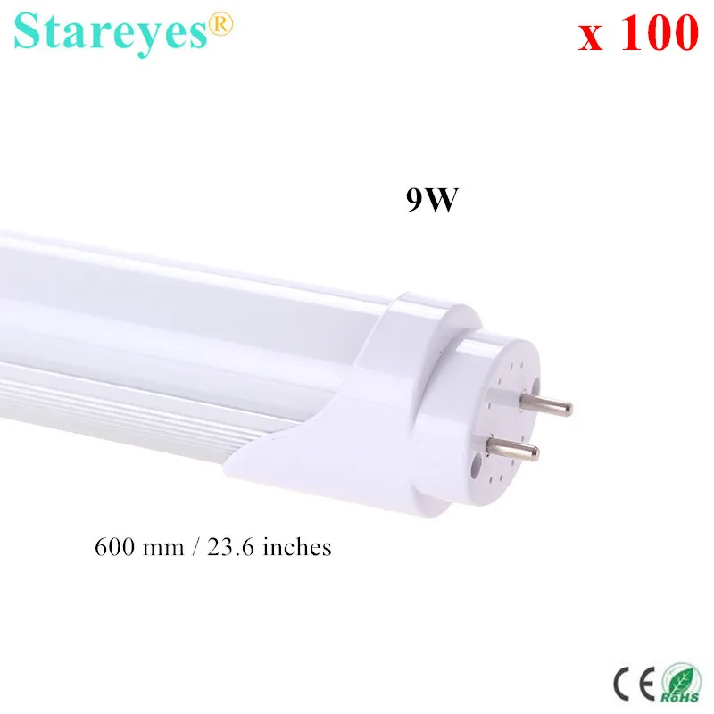 

FedEX Free shipping 100 pcs 60cm T8 LED Tube light 9W SMD 2835 44 LED Epistar Chip High brightness 790Lm lamp bulb AC85-265V