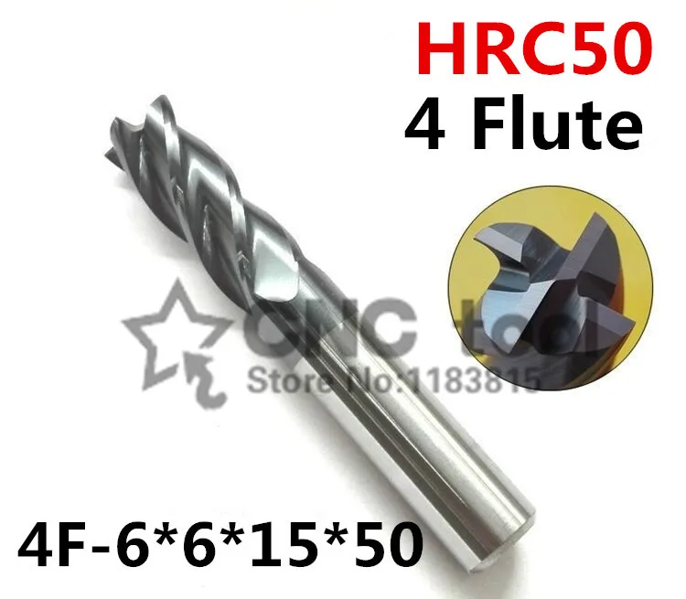 

4f-6.0*6*15*50,hrc50,carbide End Mills,carbide Square Flatted End Mill,4 Flute,coating:nano,factory Outlet Length