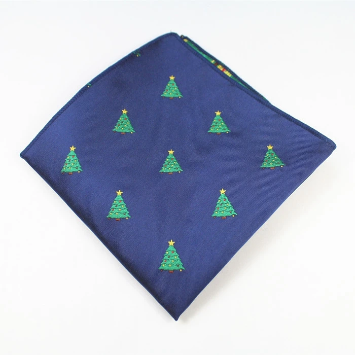 RBOCOTT Men's Novelty Christmas Pocket Squares Red Green Black Blue Colors Handkerchiefs 22cm*22cm Hanky For Men Business Party