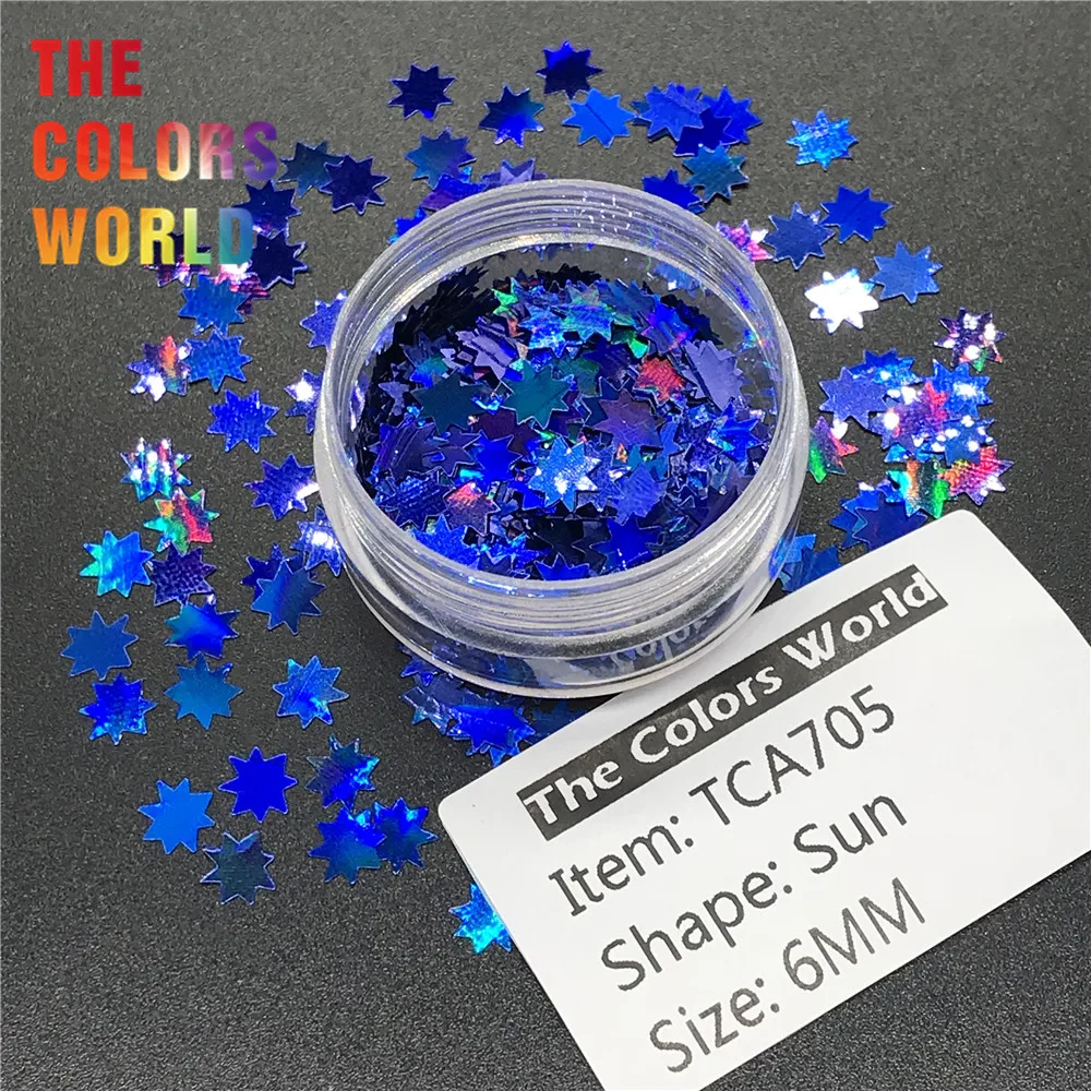 TCT-230 Holographic Sun Shape 6MM Nail Glitter Nail Art Decoration Makeup Nail Gel Face Glitter Handwork Henna DIY Accessorie