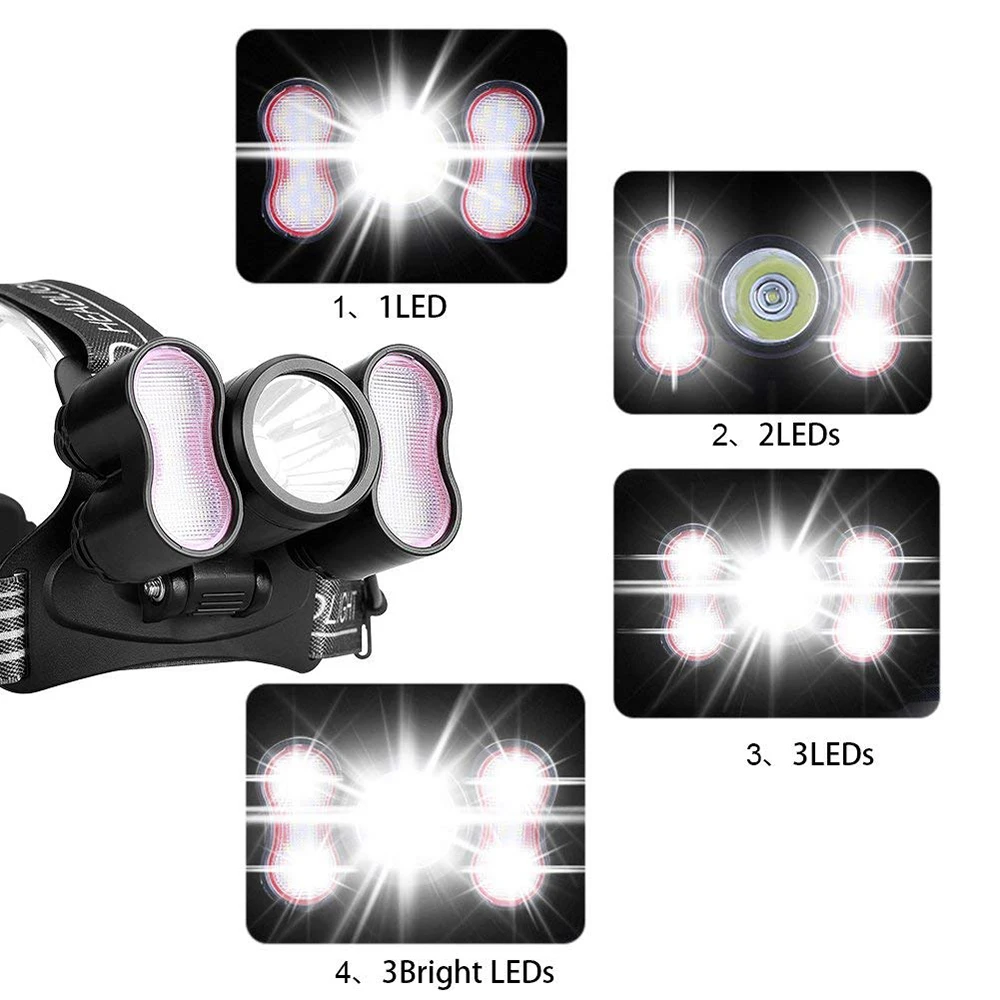 Super bright LED Headlamp 1 x T6+40 x 2835LED Headlight 4 lighting modes With intelligent light sensing For camping, fishing