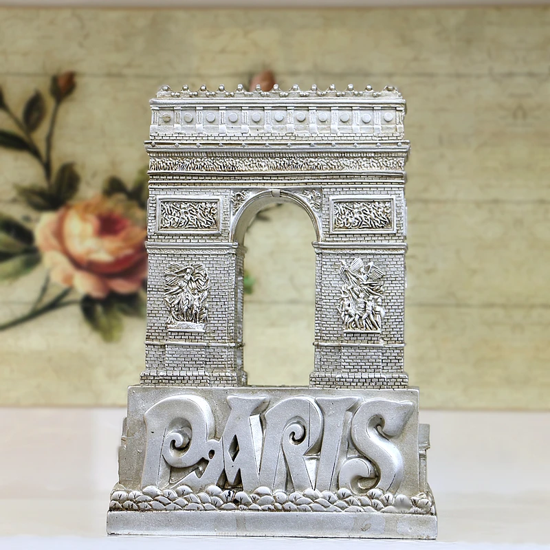 French Landmark Triumphal Arch Ornament Crafts Statue European Building Resin Model Figurine France Architecture Sculpture Home