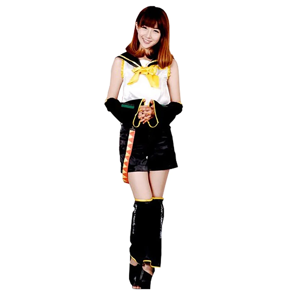 Brdwn V+ Unisex Rin Len Cosplay Costume uniforms  (tops+pants+belt+Tie+oversleeve+overleg )