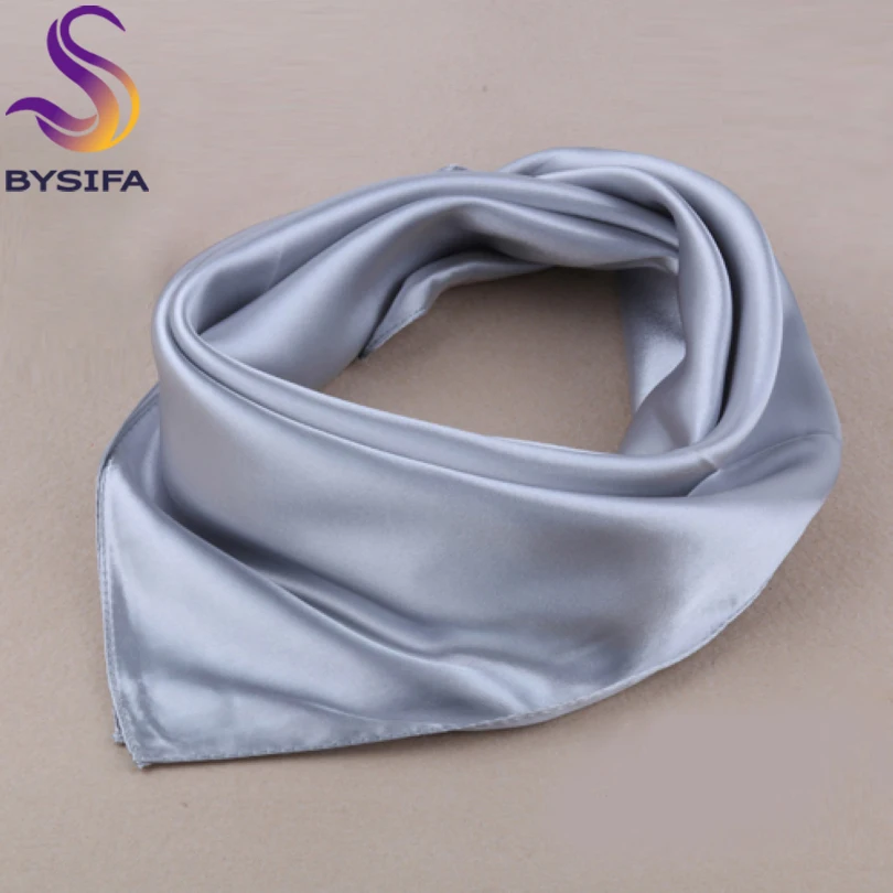 Solid Color Silk Scarf Female Summer All-match Single Nude Color Small Scarf Silk Scarf 60*60cm New Design Solid Square Scarves