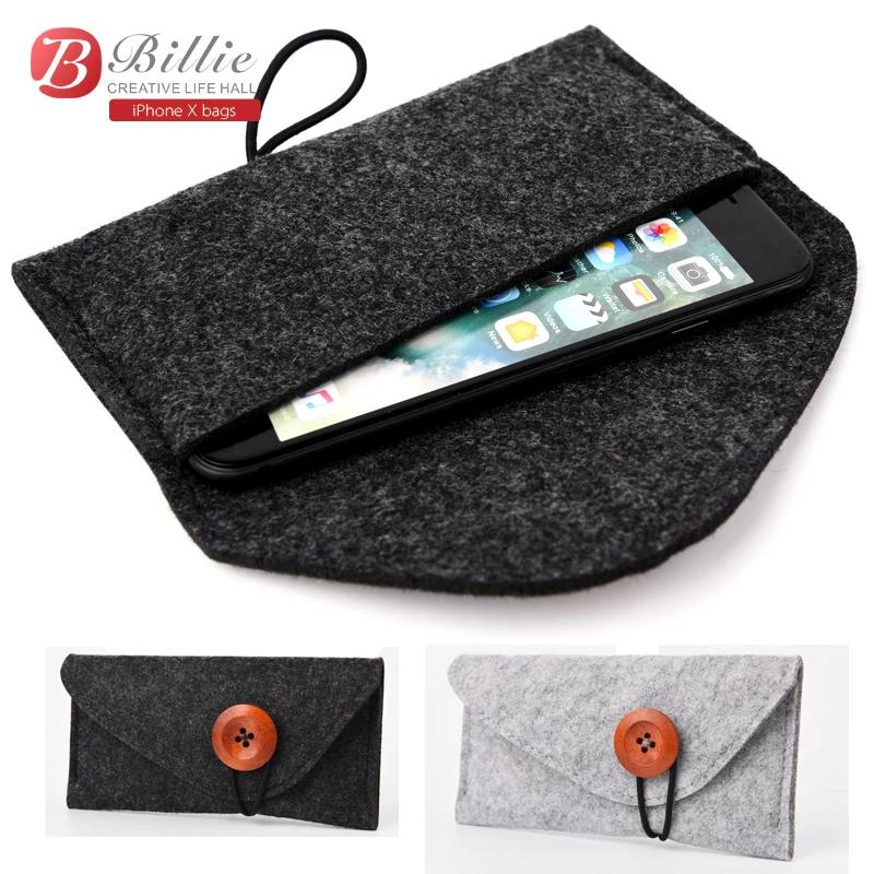 For Apple Iphone X Pouch Wool Felt Protective Sleeve Bag for iPhone X 5.8  Inch Bags Phone