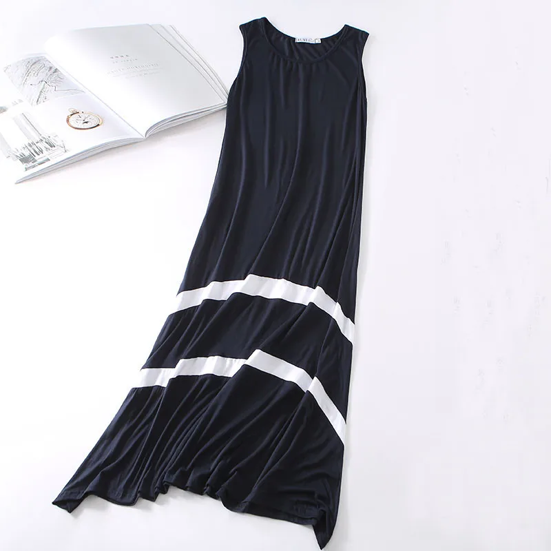 Sanishroly 2023 New Women Summer Tank Dress Modal Long Maxi Dresses Female Sleeveless Big Circle Boho Beach Dress Vestidos SE067