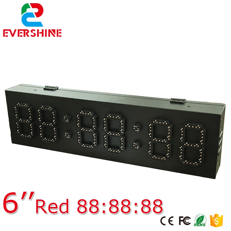 6'' high brightness red 6 digit 7 segment outdoor clock panel gas station led price sign