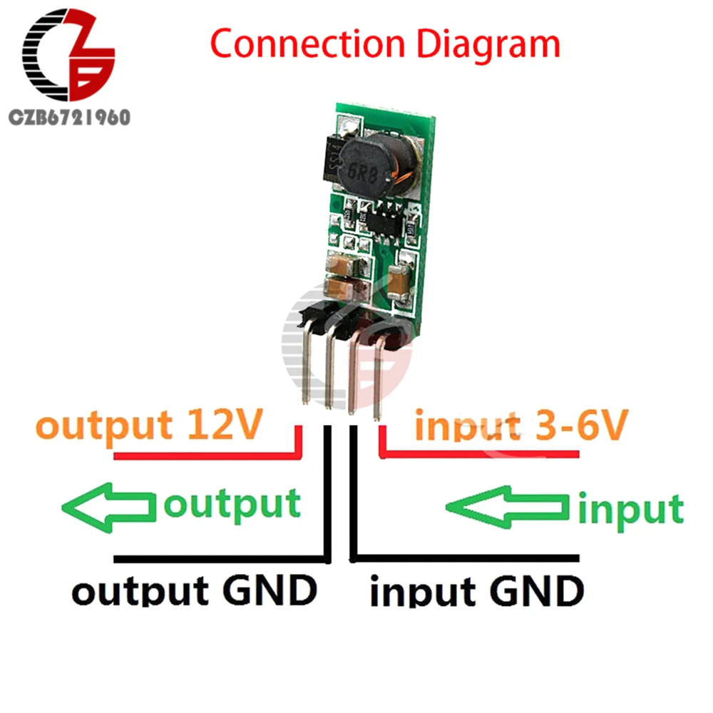 DC 3.3V 3.7V 5V 6V to 12V Step Up Power Transformer Boost Converter Voltage