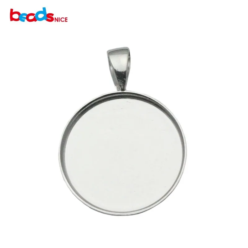 

Beadsnice 19mm round pendant tray 925 sterling silver circel bezel setting for coin wholesale jewelry findings ID 33827