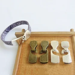 5 Sets Antique Bronze/Silver Color Hook Clasps For 10*2mm Flat Leather Cord Bracelet Jewelry Findings Making