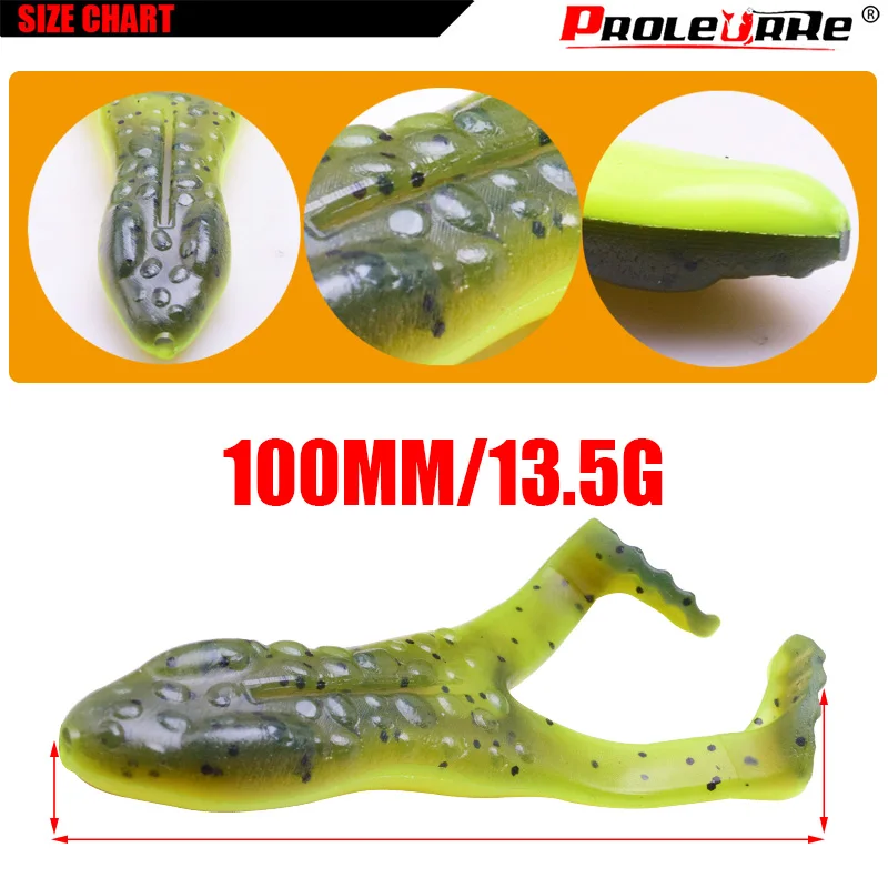 2pcs/lot Rubber Frog Soft Bait 100mm 13.5g Big Silicone Bait All Water Lures Fishing for Bass Carp Wobblers Fishing Tackle