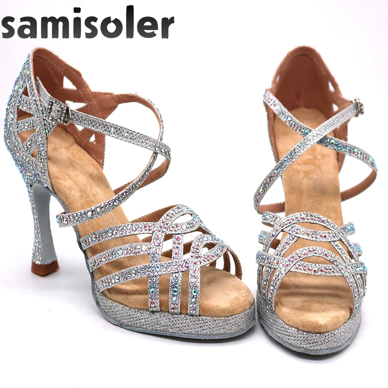 Latin Dance Schuhe mit Plattform Jazz Schuhe Dance Ballsaal Schuhe Mädchen Strass High Heels Glitter Salsa Tanzen Schuhe