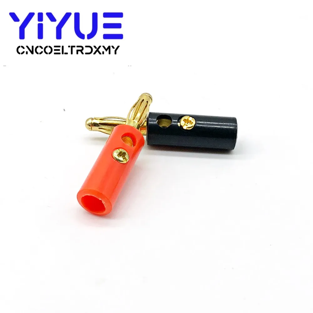 10 Pcs High Quality 4mm Banana Plug Gold Plated Red Black Length 40mm Connector