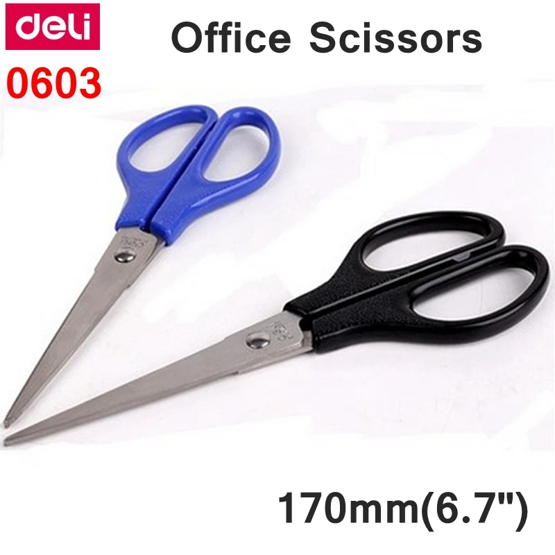 

10PCS/LOT Deli 0603 Office Scissors 170mm(6.7") stainless scissors retail packing Good looking desk scissors