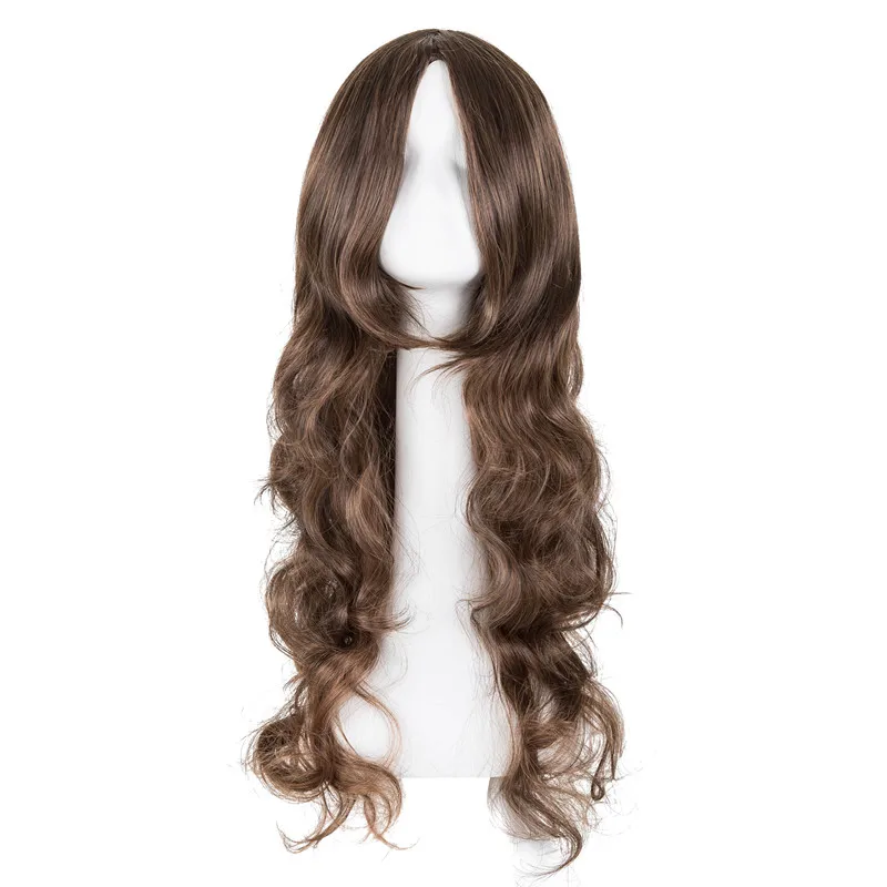 Brown Wig for Women Headband Body Brown Straight synthetic Rose Hair Models in French Bangs High Level Simulation Hair Wig