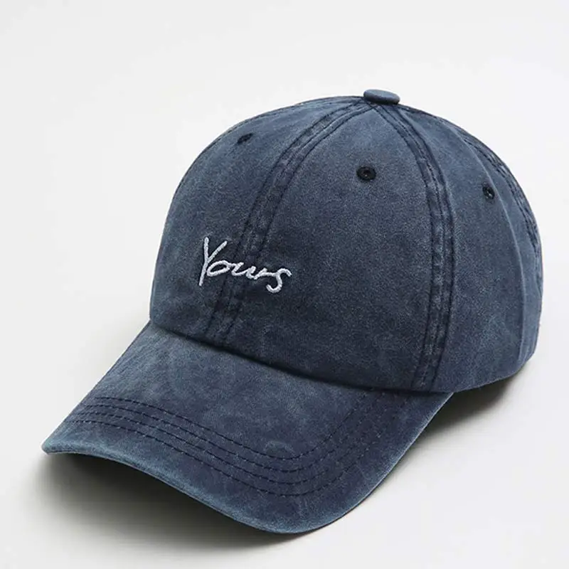 Adjustable Vintage Letters Dad Hat Washed Cotton Retro Baseball Hat for Men Women Purple Khaki Navy Dark Grey Wine Red Size 58CM