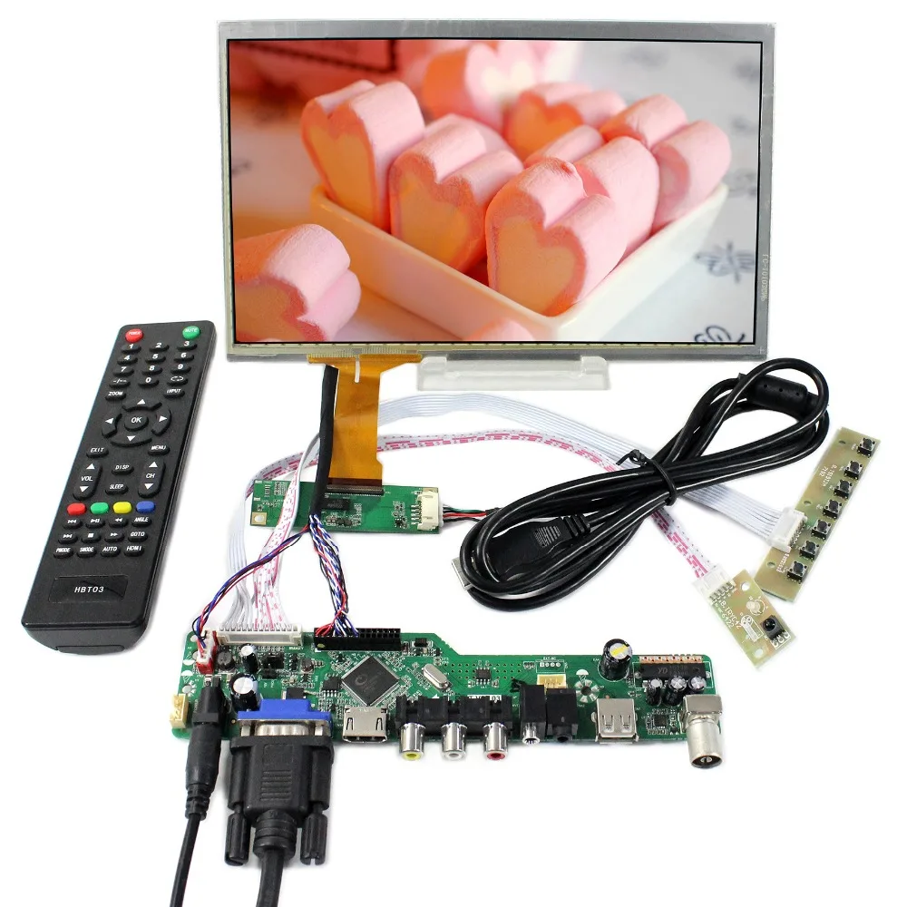 

TV HD MI VGA AV USB LCD Controller Board With 10.1" 1366x768 Capacitive LCD Screen