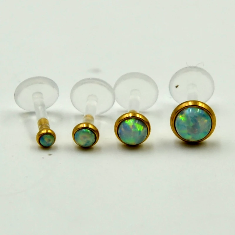 1Pcs Surgical Steel Opal Gem Labret Lip Rings Ear Helix Tragus Cartilage Studs Nose Stud 16G Piercing Body Jewelry