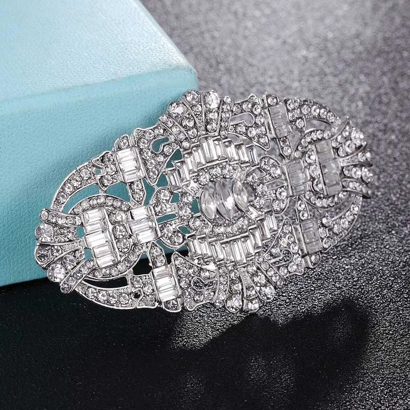 zlxgirl Metal clear Crystal Brooch Pin For Party Anniversary Jewelry fashion women\'s punk scarf Pins Brooches bridal jewelry