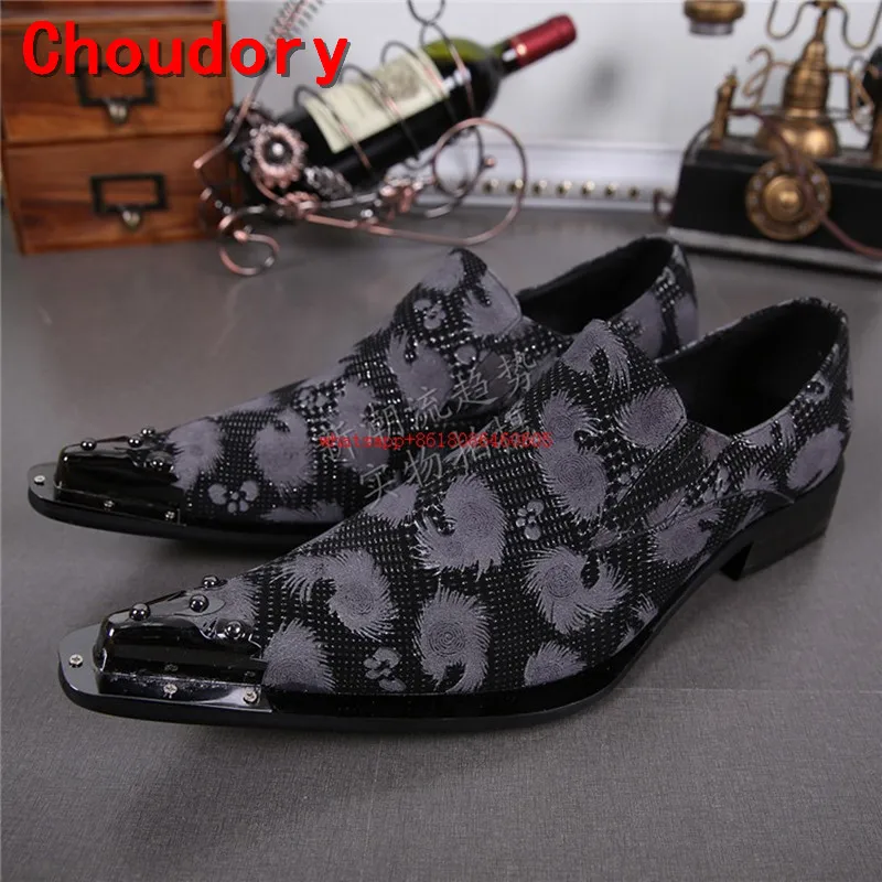 

Choudory European style classic height increasing pointed toe formal dress wedding shoes chaussure homme Mens Studded Loafers