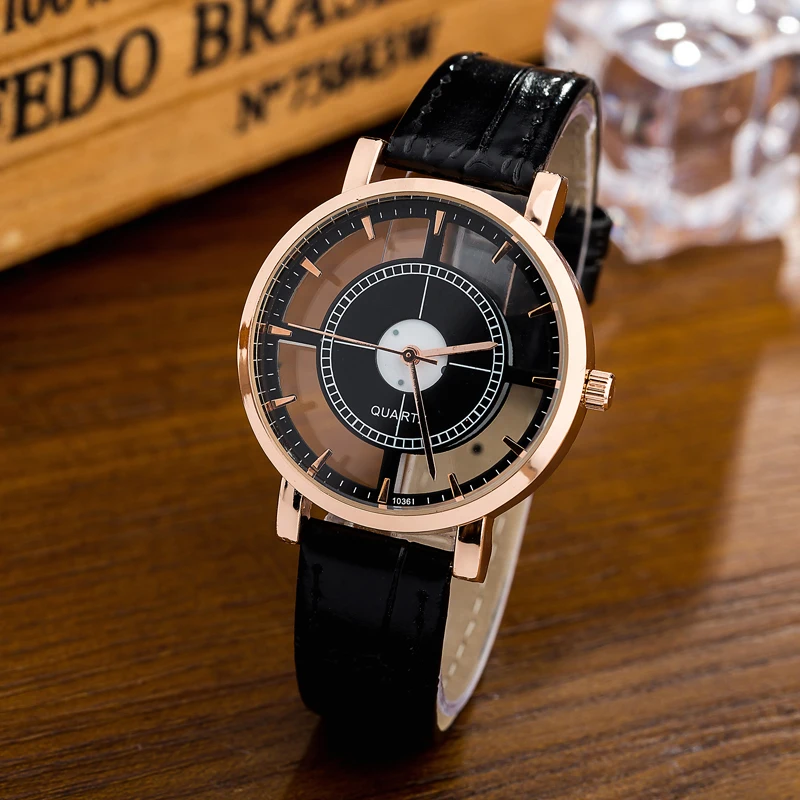 WOMAGE Fashion Women Watches Female Watch Quartz Fashion Unique Transparent Hollow Watch Leather Women's Watches relojes mujer