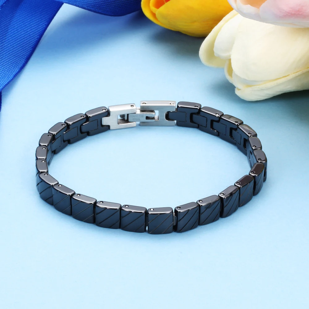 New Fashion Ceremic Bangle Bracelets 316L Stainless Steel Toggle-Clasps Black And White Colors Men Jewelry Never Fade