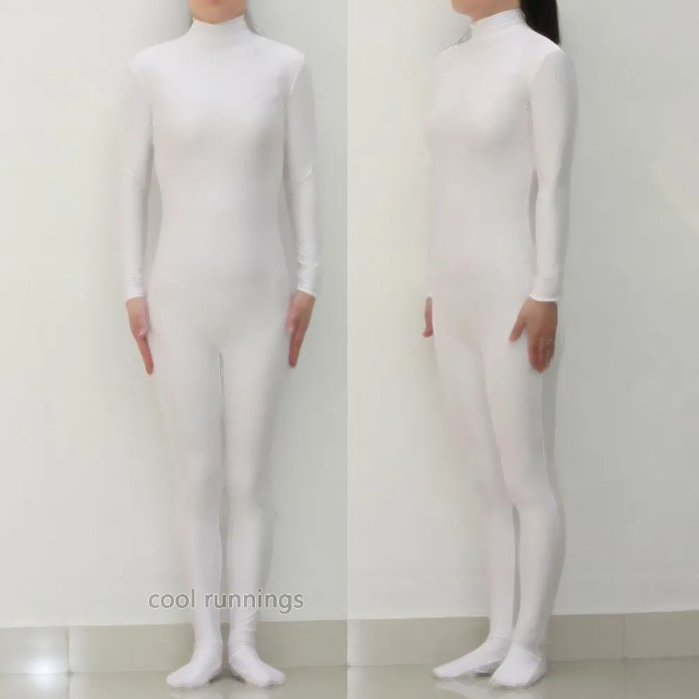 Fancy Dress Party Kid White  Spandex Zentai costume dancewear Unitard Bodysuit No Hood & Hands