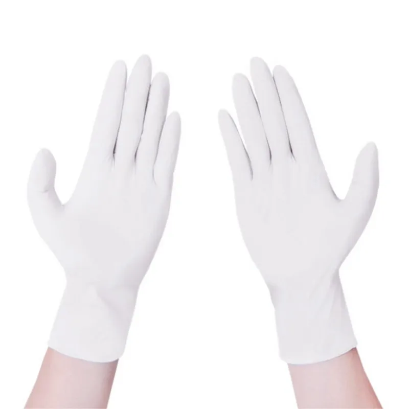 10Pcs Powdered Rubber Gloves Anti-skid Acid-base Disposable Laboratory Latex Gloves Household Cleaning Glove Supplies