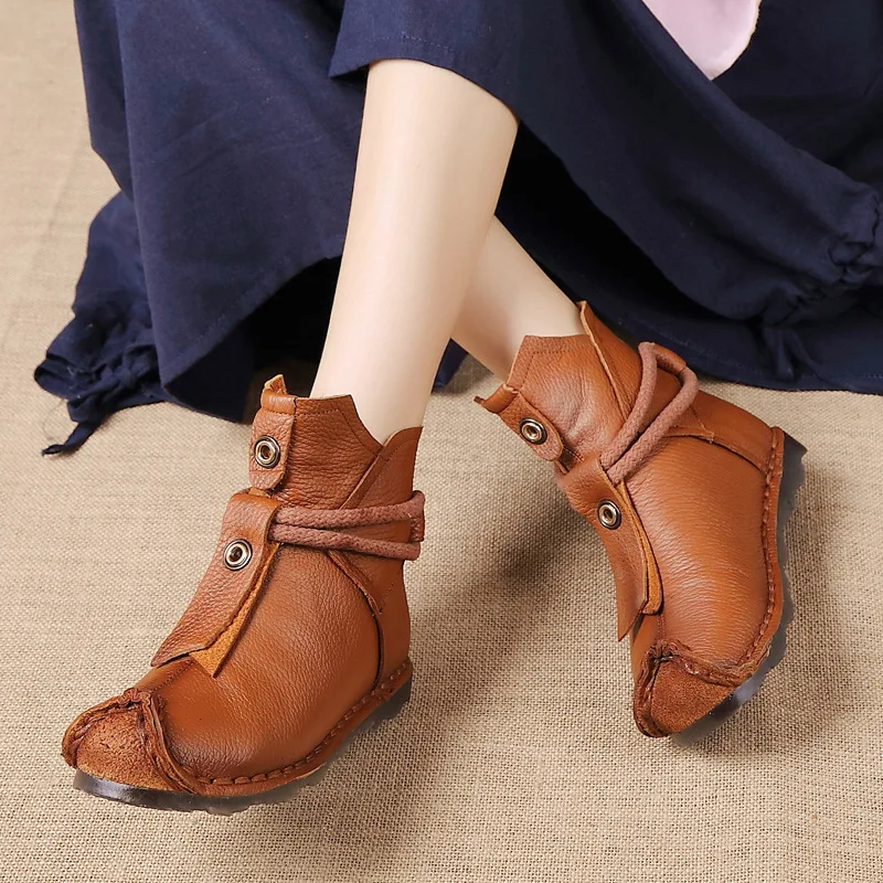 Xiuteng New Genuine Leather High Quality Ankle Boots Fashion Women\'s Boots New Short Boot Winter Purple Gray Flats Boots Women