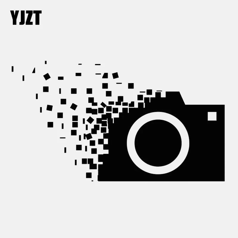 YJZT 15.2CM*8.6CM Retro Camera Photographer Cubes Vinyl Black/Silver Car Sticker C22-0824