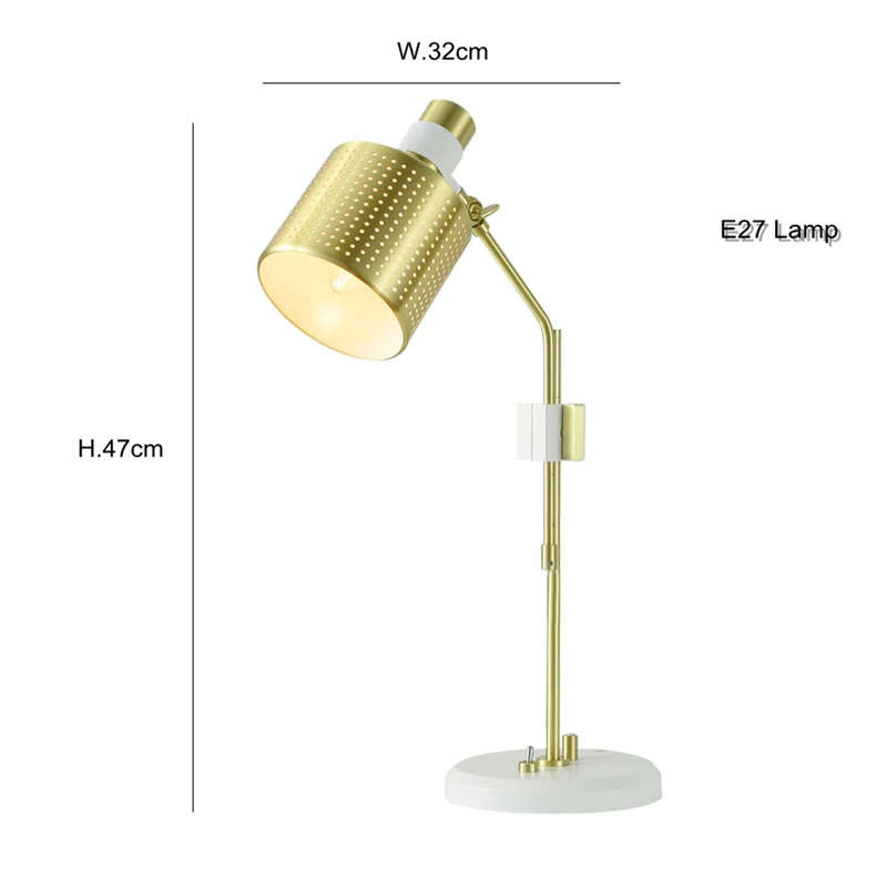 現代のテーブルランプ北欧シンプルなデザインホワイトゴールド色デスク 12 ワットE27 のベッドルームのテーブル照明オフィステーブルランプ