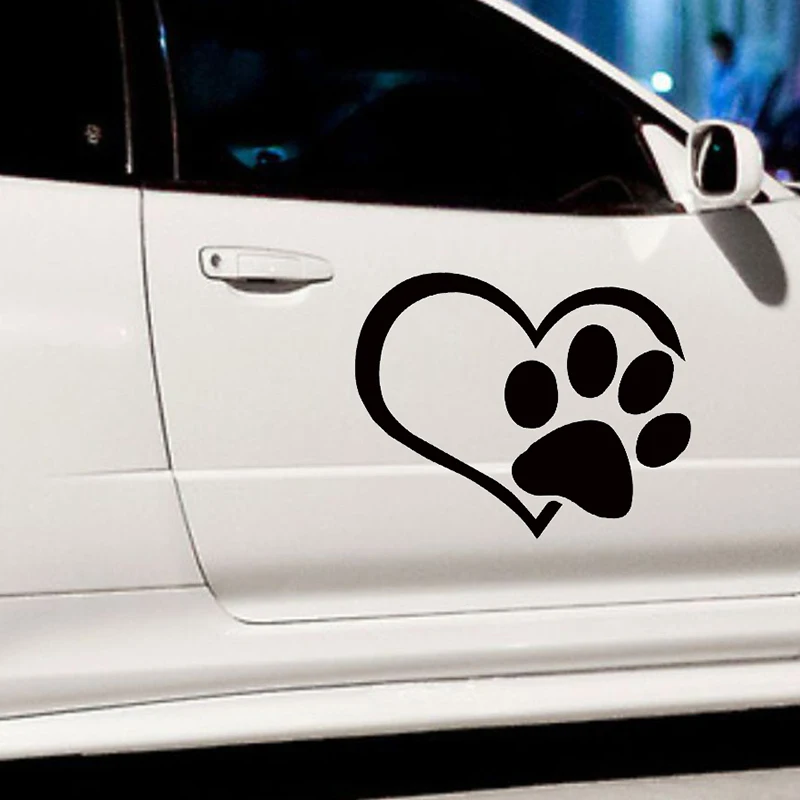 

2X 2017 hot Classic Heart Paw Car Sticker For Cars Side, Truck Window ,Auto SUV Door Kayak Vinyl Decal JDM