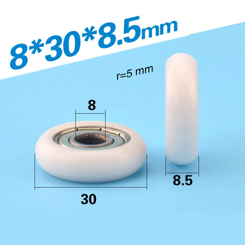 1pcs 8*30*8.5mm sphere wheel , plastic coated rubber pulley, nylon /pom 3D printer / engraving machine, bearing pulley