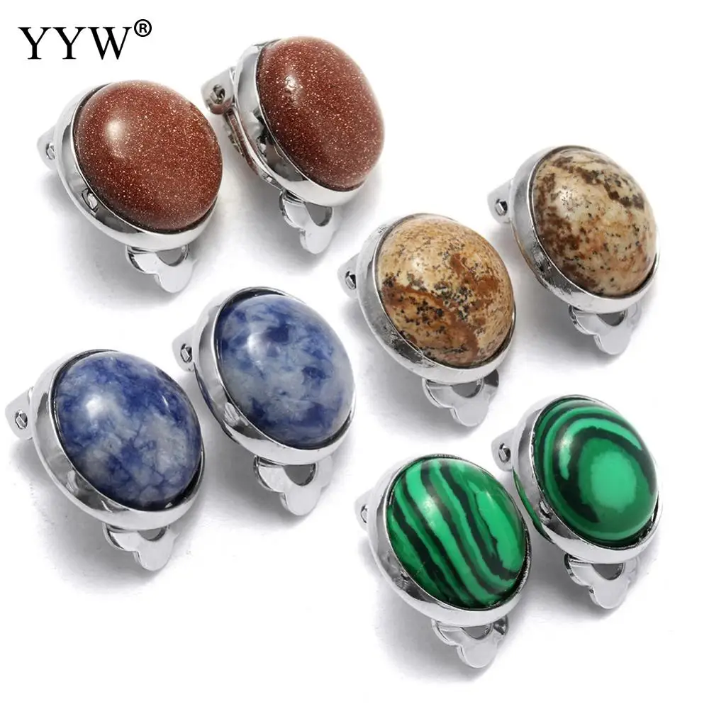 Earrings For Women Piercing Clip On Earring New Arrival Punk Style Natural Amethysts Malachite Quartz Stone Earrings