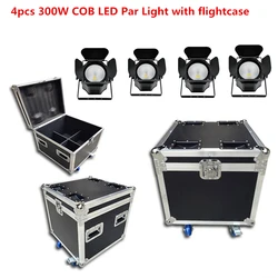 flightcase with 4PCS RGBWA+UV 6in1 300W LED COB Par Light with Barn Doors Aluminium Led Strobe Effect Stage Lighting dj light