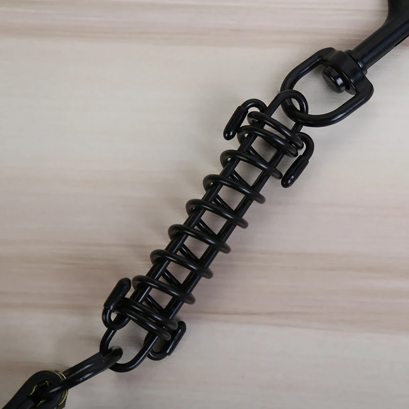 Dog Short chain leash Explosion proof large dog lead PU leather handle big dog leashes Spring buffer black metal pet traction