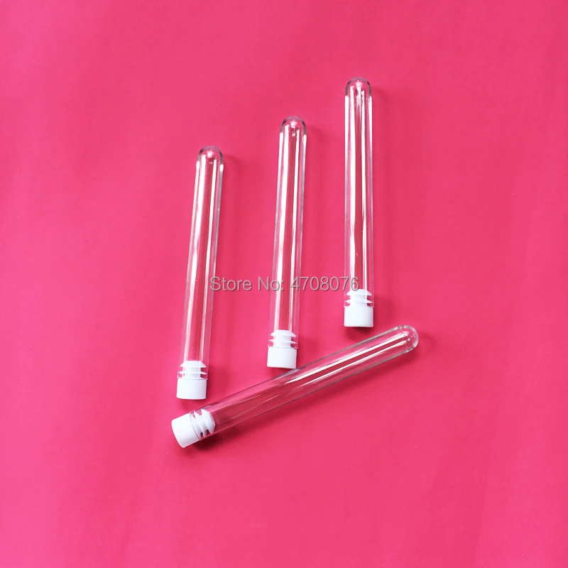 

200 Pcs/lot 12x75mm Clear PS Plastic Test Tubes With Caps Stoppers Test Tubes clear lab tube round bottom plain end