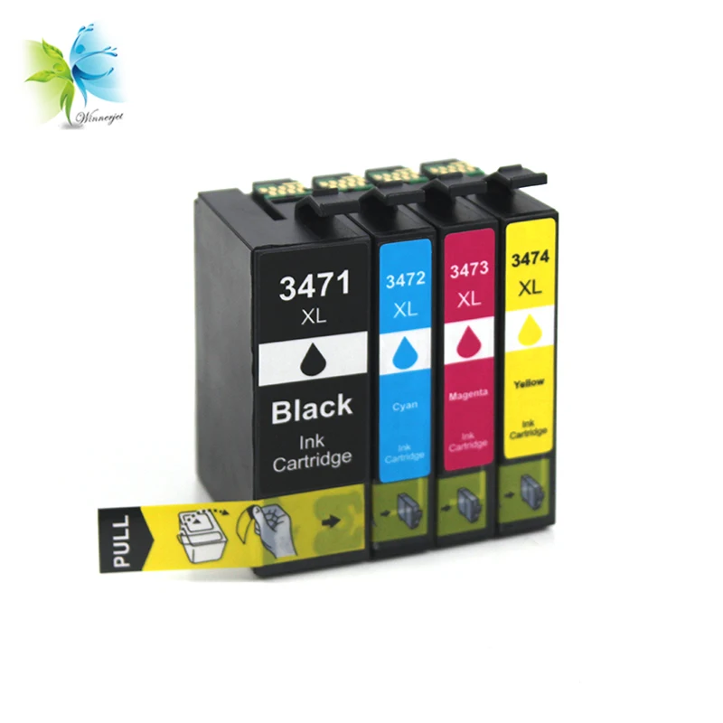 WINNERJET 10 Sets 4 Colors 34XL T3471 Ink Cartridge for Epson Workforce Pro WP-3720 WP-3720DWF WF-3725DWF Printer