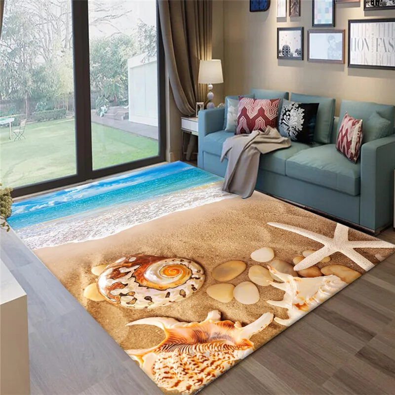 

Ocean Beach stone pattern Tea Table Floor Mat/Carpets for Living Room Bedroom Area Rugs 200*300cm Modern Home Large Size Carpet