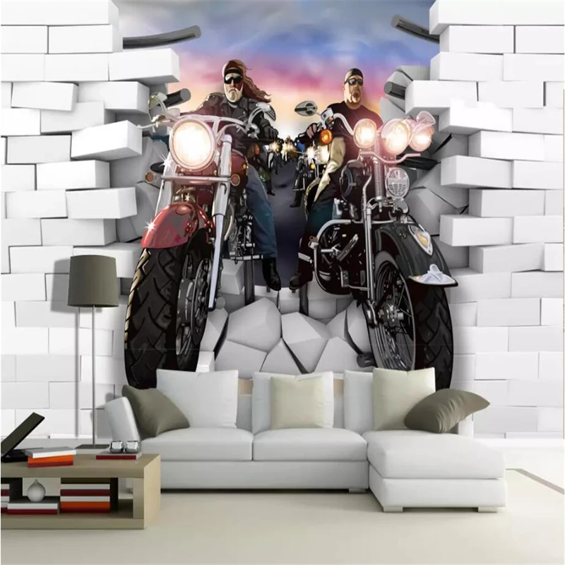 Decorative wallpaper Motorcycle rider 3D background wall